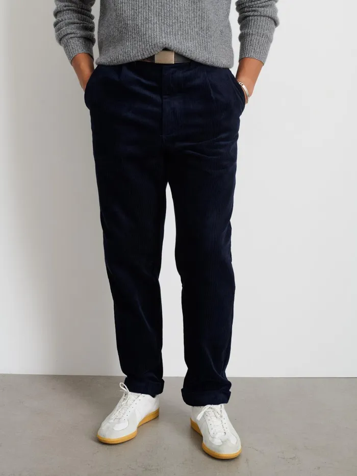 Alex Mill Suiting Blazers Men Standard Pleated Pant In Corduroy Long Inseam Dark Navy