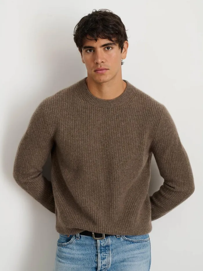 Alex Mill Sweaters Sweatshirts Men Jordan Sweater In Washed Cashmere Heather Walnut
