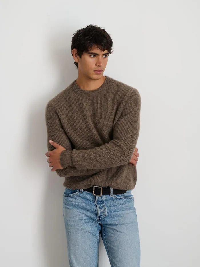 Alex Mill Sweaters Sweatshirts Men Jordan Sweater In Washed Cashmere Heather Walnut