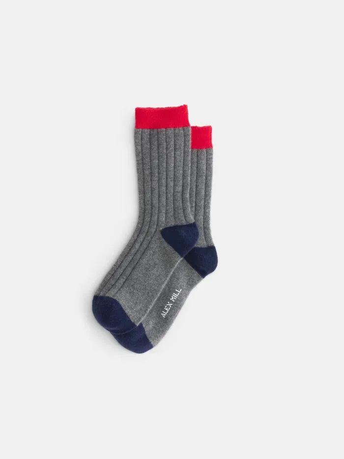 Alex Mill Women Cashmere Socks Heather Greynavyred