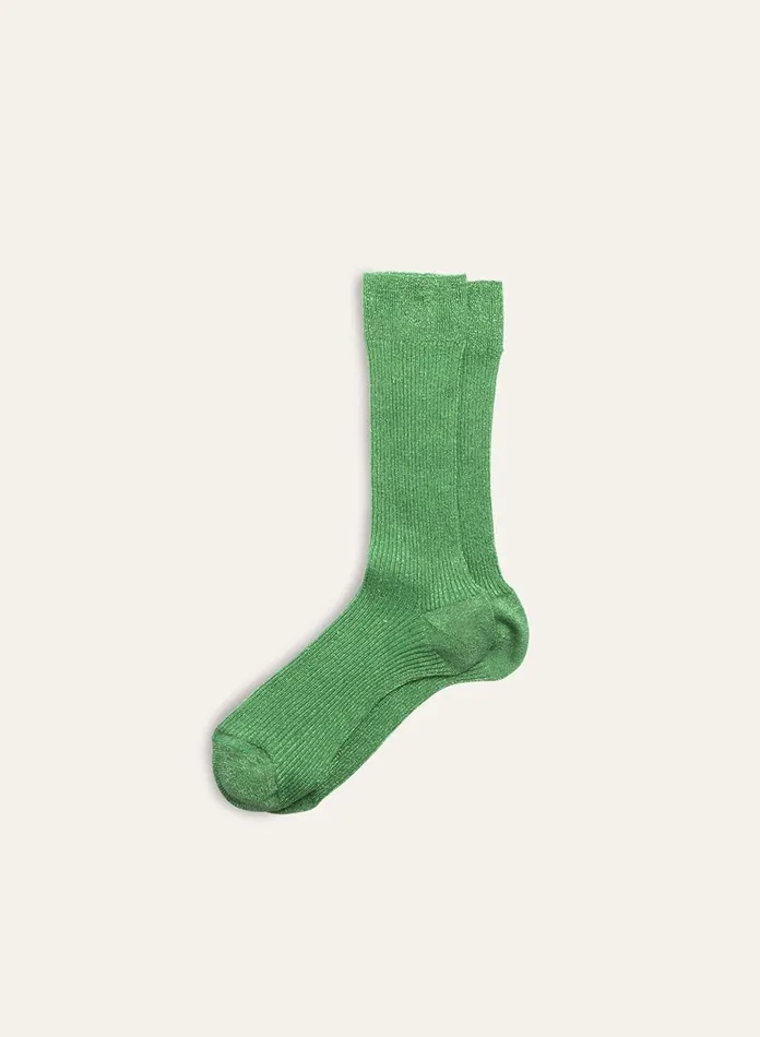 Alex Mill Women Maria La Rosa Lurex Socks Green
