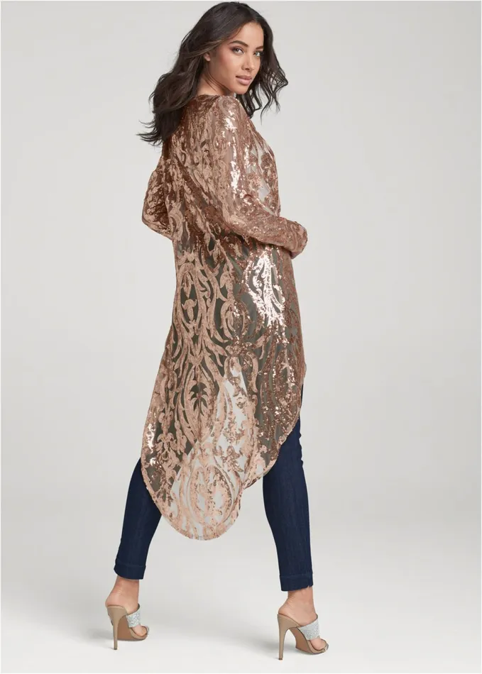 ALLOVER SEQUIN DUSTER Rose Gold Women VENUS Jackets
