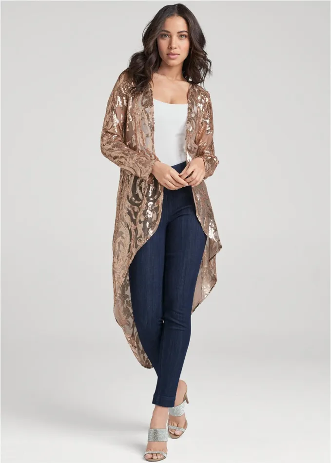 ALLOVER SEQUIN DUSTER Rose Gold Women VENUS Jackets