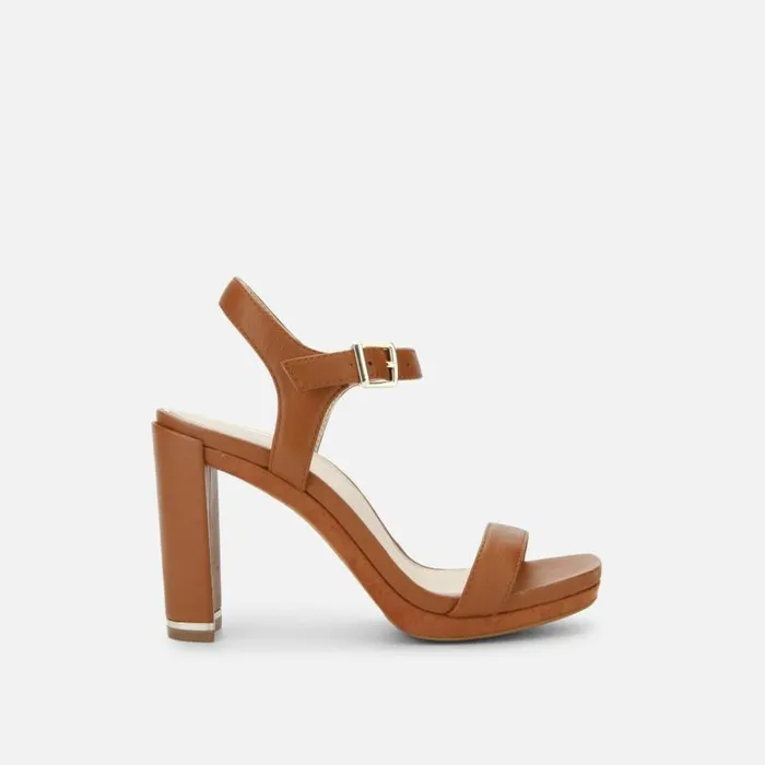 Andra Heeled Leather Sandal Cognac Women Kenneth Cole Heels