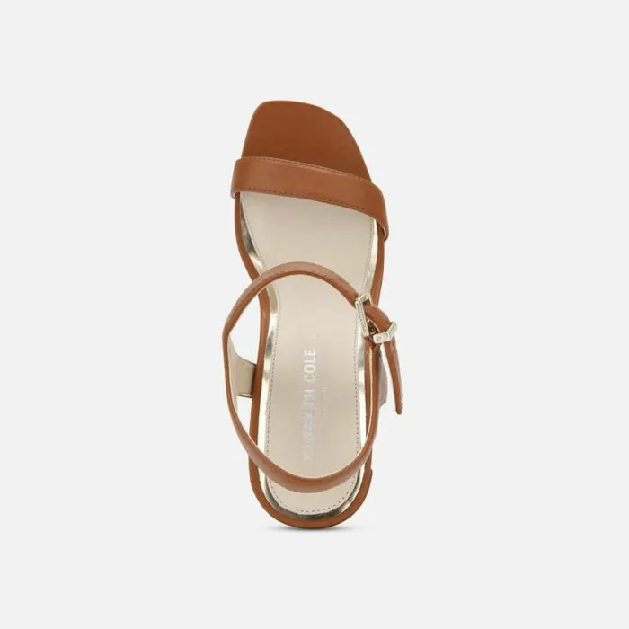 Andra Heeled Leather Sandal Cognac Women Kenneth Cole Heels