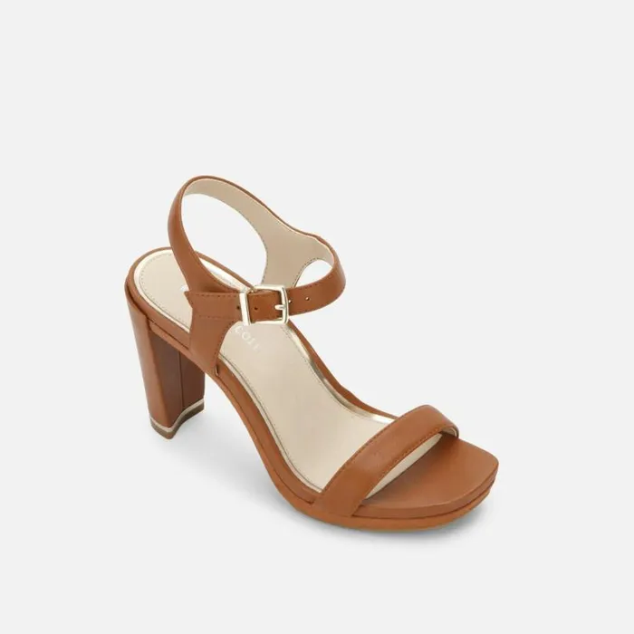 Andra Heeled Leather Sandal Cognac Women Kenneth Cole Heels