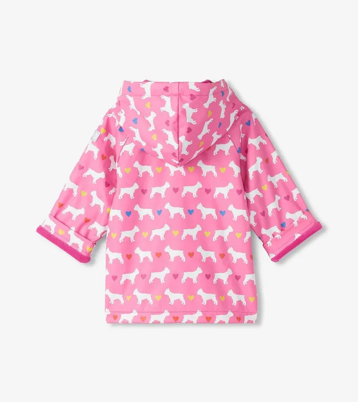 Baby and Toddler Girls French Bulldogs ButtonUp Rain Jacket Hatley