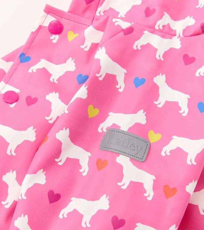 Baby and Toddler Girls French Bulldogs ButtonUp Rain Jacket Hatley