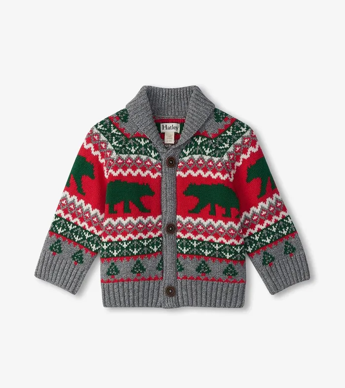 Baby and Toddler Knit Bear Shawl Collar Cardigan Hatley