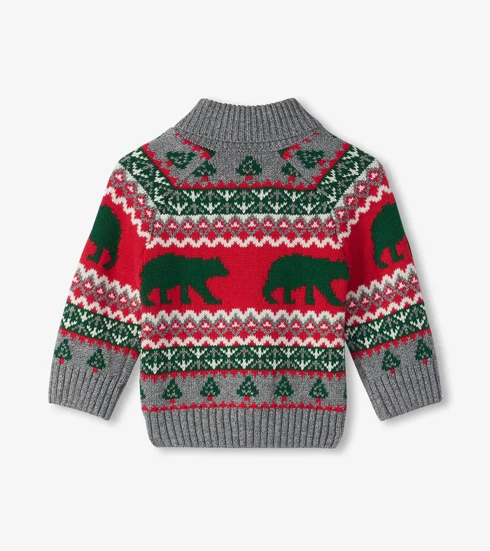 Baby and Toddler Knit Bear Shawl Collar Cardigan Hatley