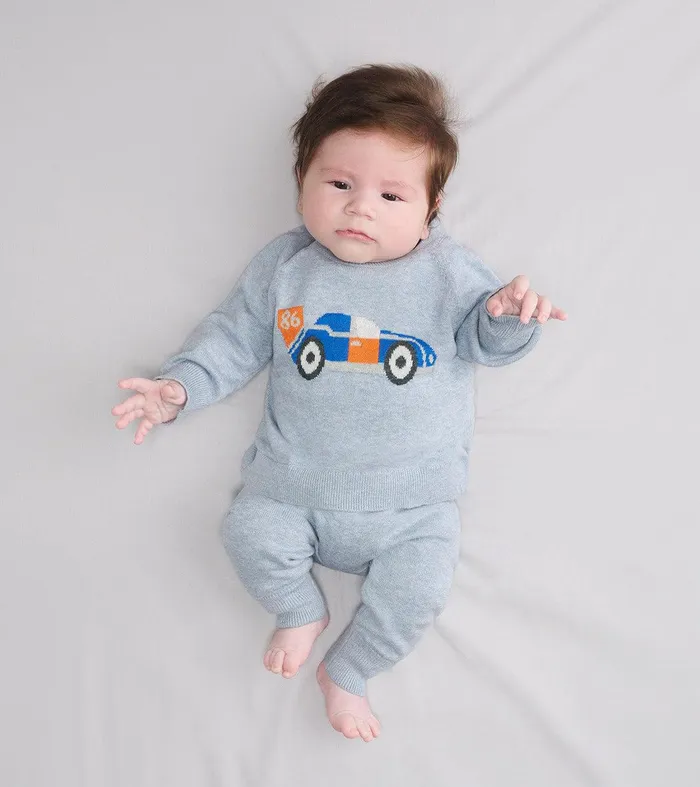 Baby Boys Little Racecar Pullover Sweater and Pants Hatley