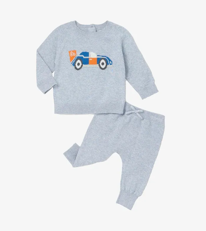 Baby Boys Little Racecar Pullover Sweater and Pants Hatley