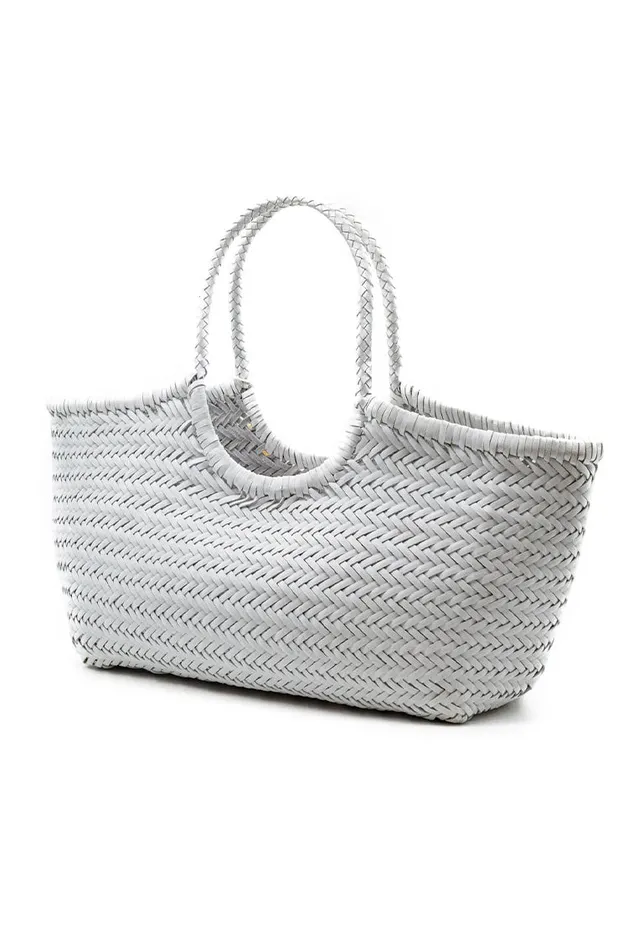 Bags and Travel Women LoveShackFancy Dragon Diffusion Nantucket Large Woven Leather Tote Optic White