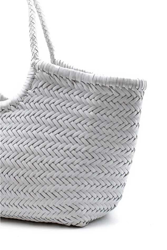 Bags and Travel Women LoveShackFancy Dragon Diffusion Nantucket Large Woven Leather Tote Optic White