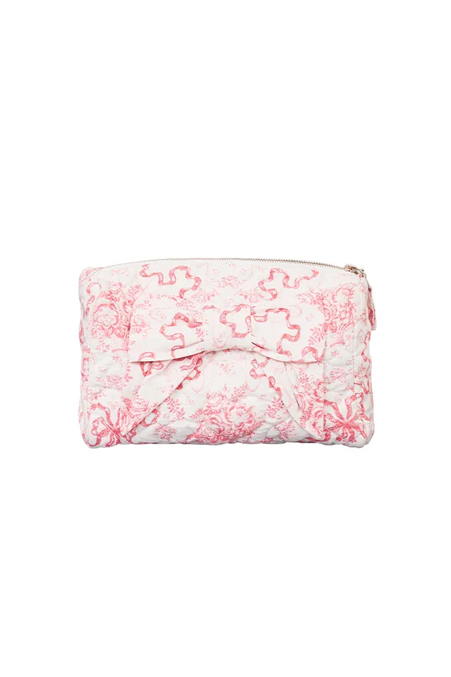 Bags and Travel Women LoveShackFancy Octavia Quilted Bow Cosmetic Travel Bag Bubblegum Blast Bags and Travel Women LoveShackFancy Octavia Quilted Bow Cosmetic Travel Bag Bubblegum Blast