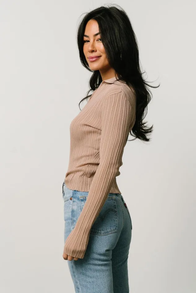 Baltic Born Blouses Shirts Women Zia Knit Top Tan Baltic Born Blouses Shirts Women Zia Knit Top Tan