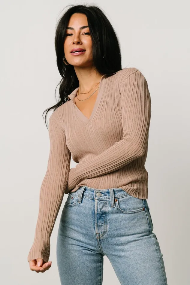 Baltic Born Blouses Shirts Women Zia Knit Top Tan Baltic Born Blouses Shirts Women Zia Knit Top Tan