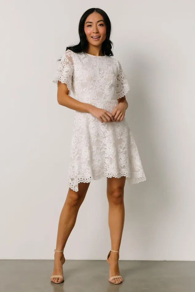 Baltic Born Bridal Women Aasha Lace Short Dress Off White