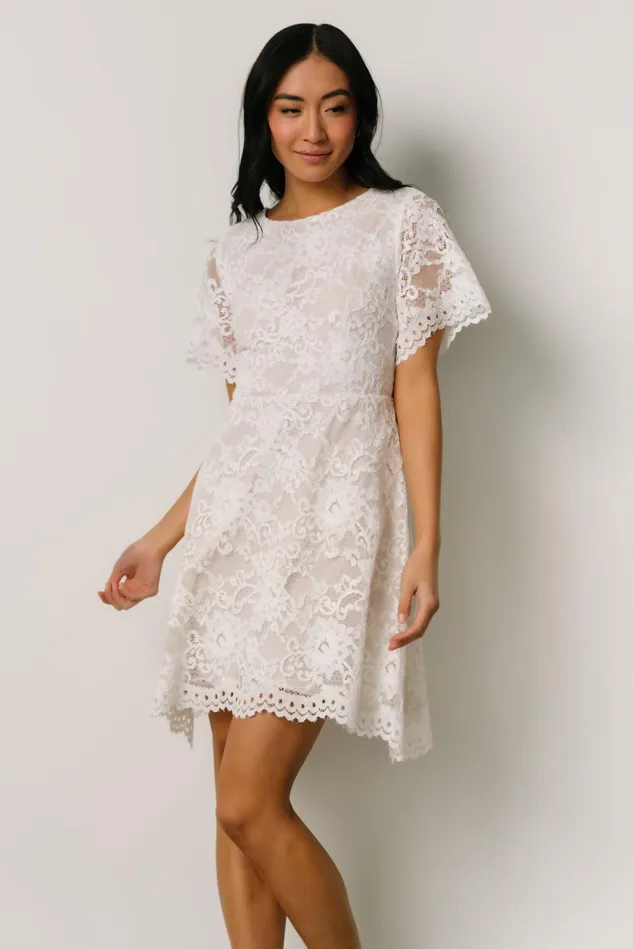 Baltic Born Bridal Women Aasha Lace Short Dress Off White Baltic Born Bridal Women Aasha Lace Short Dress Off White