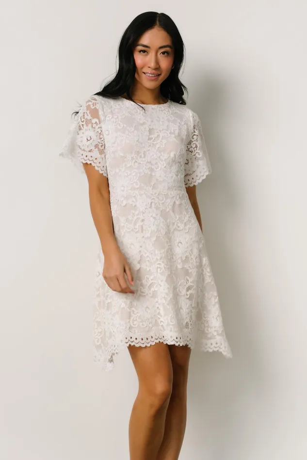 Baltic Born Bridal Women Aasha Lace Short Dress Off White Baltic Born Bridal Women Aasha Lace Short Dress Off White