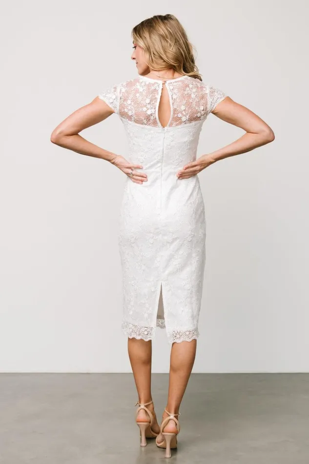 Baltic Born Bridal Women Oriana Embossed Shimmer Midi Dress Off White Baltic Born Bridal Women Oriana Embossed Shimmer Midi Dress Off White