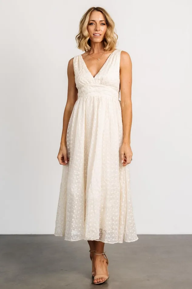 Baltic Born Bridal Women Thalia Embroidered Tank Midi Dress Vintage Cream