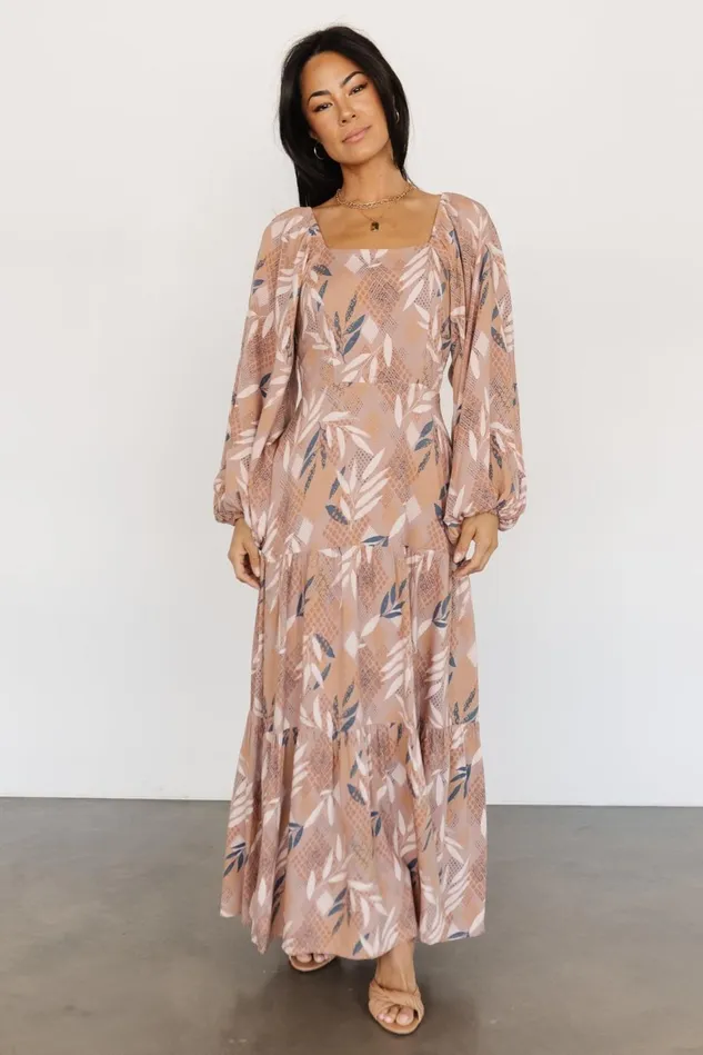 Baltic Born Bump Friendly Women Barbara Maxi Dress Dusty Mauve Print