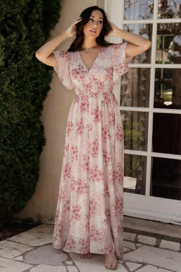 Baltic Born Bump Friendly Women Lynlee Metallic Maxi Dress Pink Multi