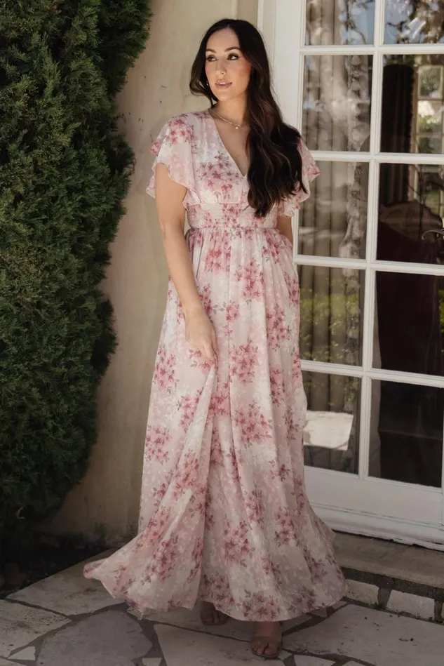 Baltic Born Bump Friendly Women Lynlee Metallic Maxi Dress Pink Multi Baltic Born Bump Friendly Women Lynlee Metallic Maxi Dress Pink Multi