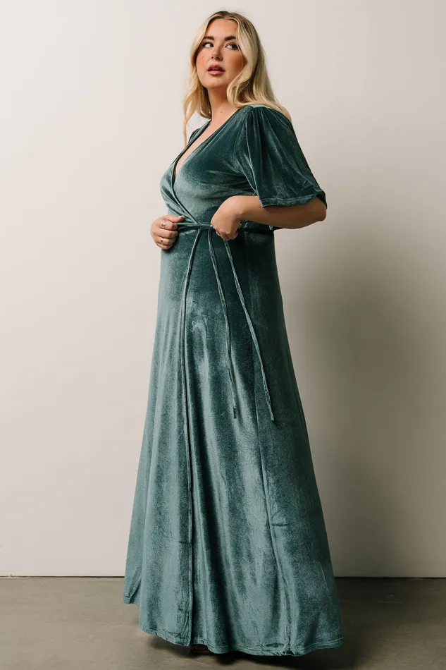 Baltic Born Bump Friendly Women Meghan Velvet Wrap Maxi Dress Persian Blue Baltic Born Bump Friendly Women Meghan Velvet Wrap Maxi Dress Persian Blue