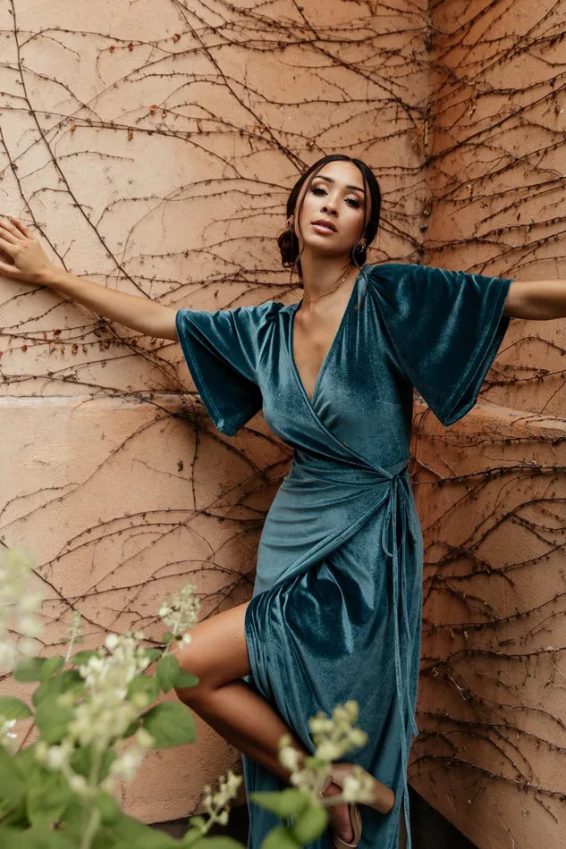Baltic Born Bump Friendly Women Meghan Velvet Wrap Maxi Dress Persian Blue Baltic Born Bump Friendly Women Meghan Velvet Wrap Maxi Dress Persian Blue