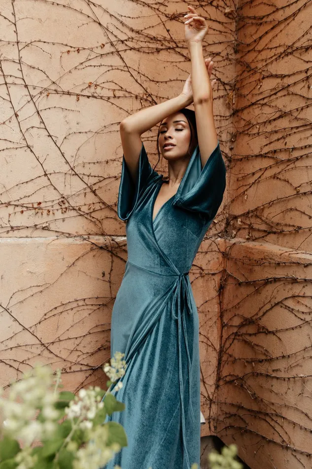 Baltic Born Bump Friendly Women Meghan Velvet Wrap Maxi Dress Persian Blue Baltic Born Bump Friendly Women Meghan Velvet Wrap Maxi Dress Persian Blue
