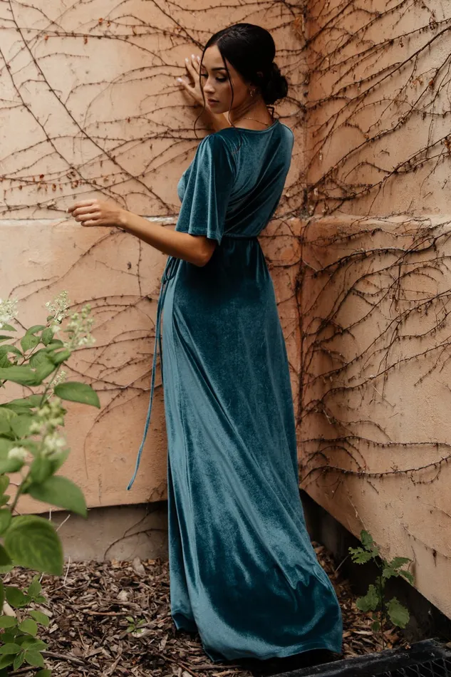 Baltic Born Bump Friendly Women Meghan Velvet Wrap Maxi Dress Persian Blue Baltic Born Bump Friendly Women Meghan Velvet Wrap Maxi Dress Persian Blue