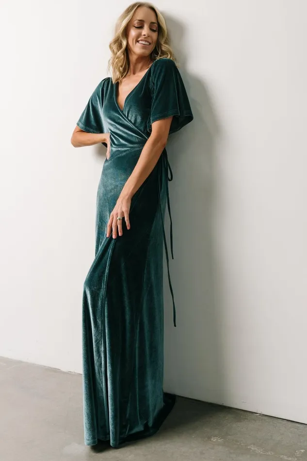 Baltic Born Bump Friendly Women Meghan Velvet Wrap Maxi Dress Persian Blue Baltic Born Bump Friendly Women Meghan Velvet Wrap Maxi Dress Persian Blue