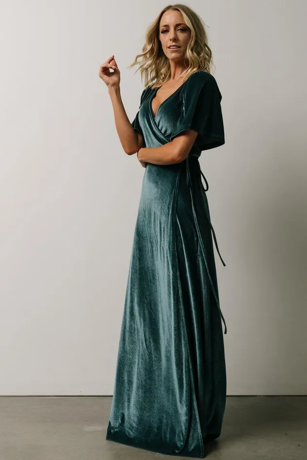 Baltic Born Bump Friendly Women Meghan Velvet Wrap Maxi Dress Persian Blue Baltic Born Bump Friendly Women Meghan Velvet Wrap Maxi Dress Persian Blue