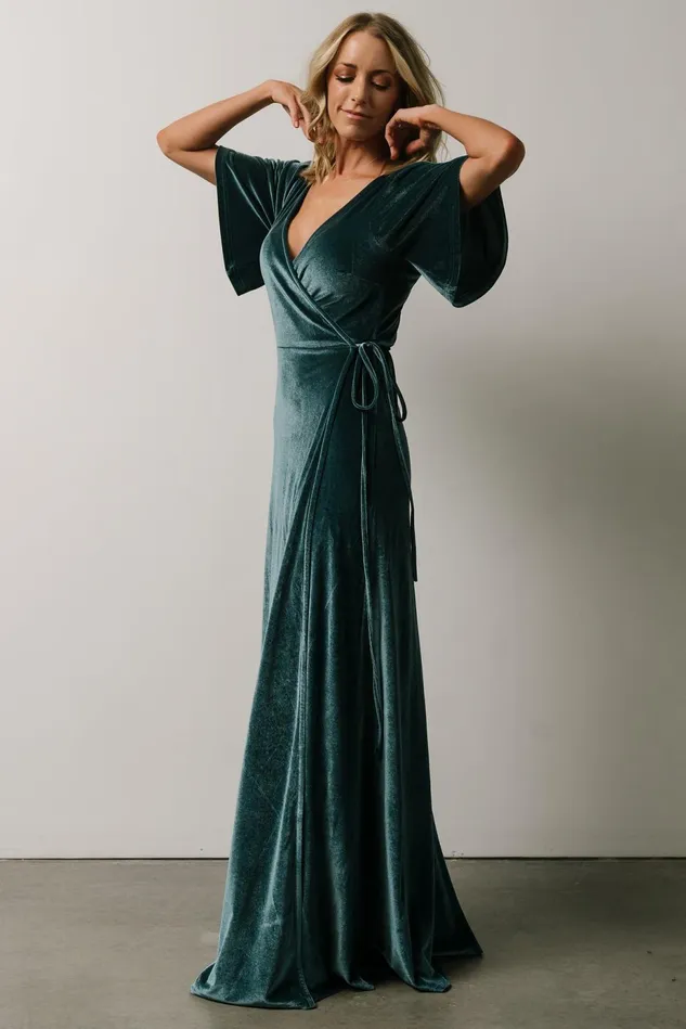 Baltic Born Bump Friendly Women Meghan Velvet Wrap Maxi Dress Persian Blue Baltic Born Bump Friendly Women Meghan Velvet Wrap Maxi Dress Persian Blue