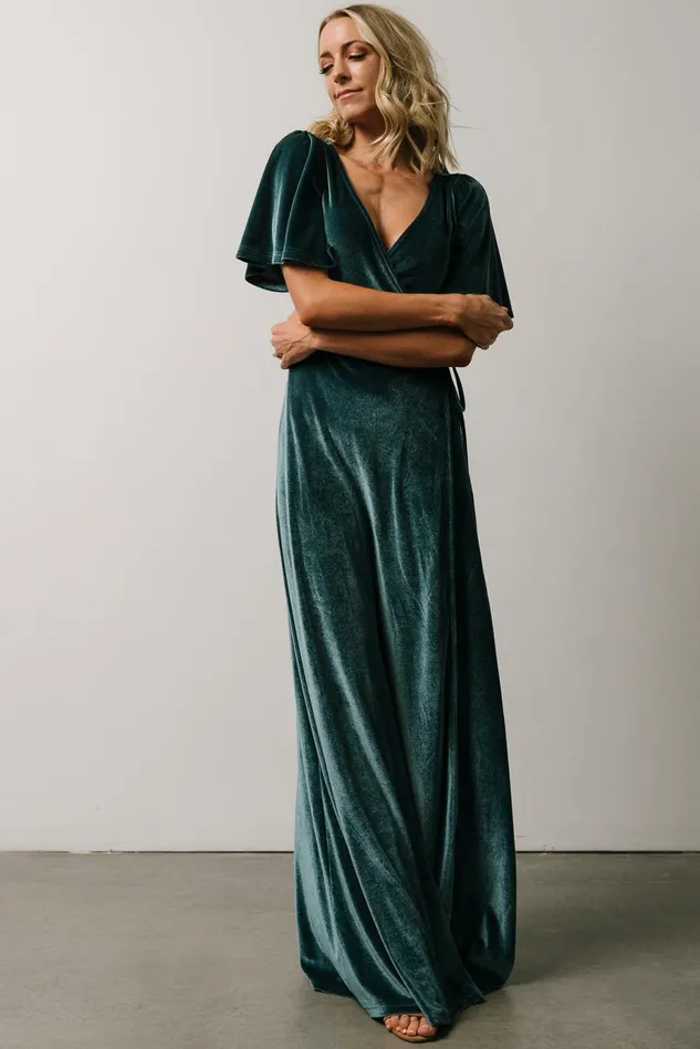 Baltic Born Bump Friendly Women Meghan Velvet Wrap Maxi Dress Persian Blue Baltic Born Bump Friendly Women Meghan Velvet Wrap Maxi Dress Persian Blue