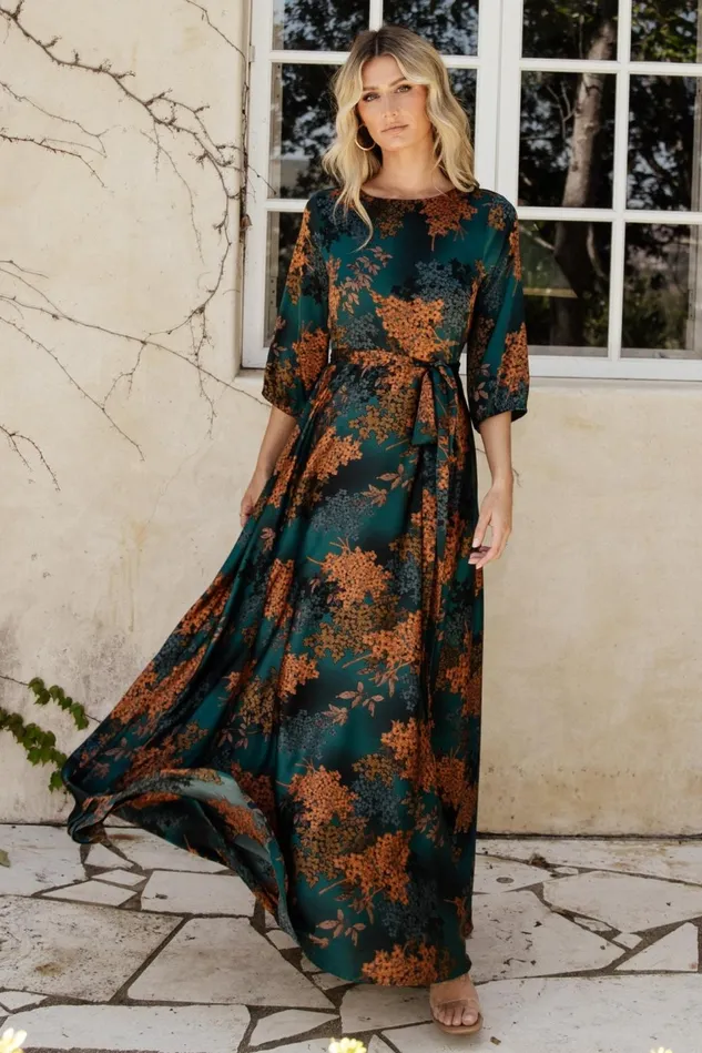 Baltic Born Bump Friendly Women Paula Satin Maxi Dress Jade Multi