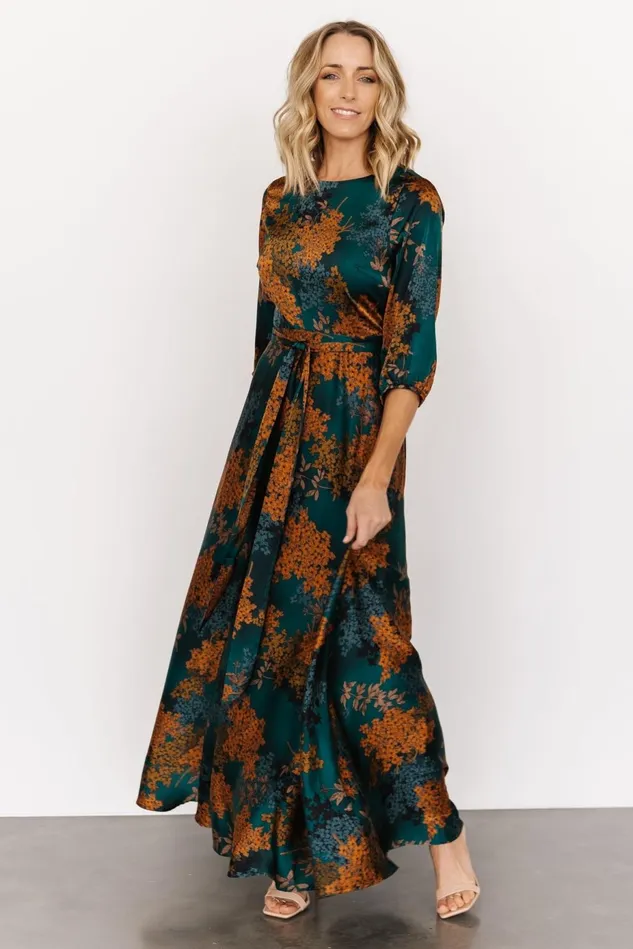 Baltic Born Bump Friendly Women Paula Satin Maxi Dress Jade Multi