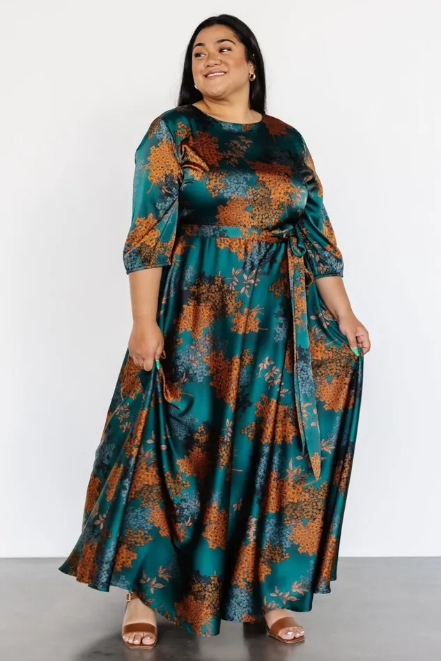 Baltic Born Bump Friendly Women Paula Satin Maxi Dress Jade Multi