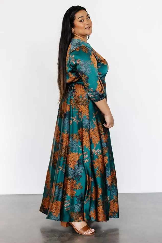 Baltic Born Bump Friendly Women Paula Satin Maxi Dress Jade Multi