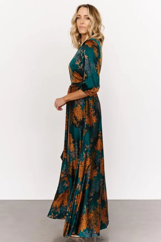 Baltic Born Bump Friendly Women Paula Satin Maxi Dress Jade Multi