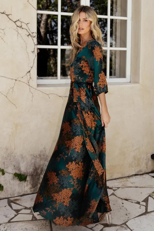 Baltic Born Bump Friendly Women Paula Satin Maxi Dress Jade Multi