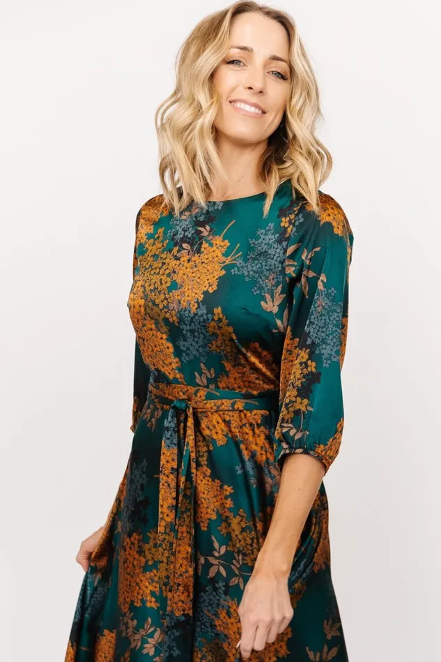 Baltic Born Bump Friendly Women Paula Satin Maxi Dress Jade Multi