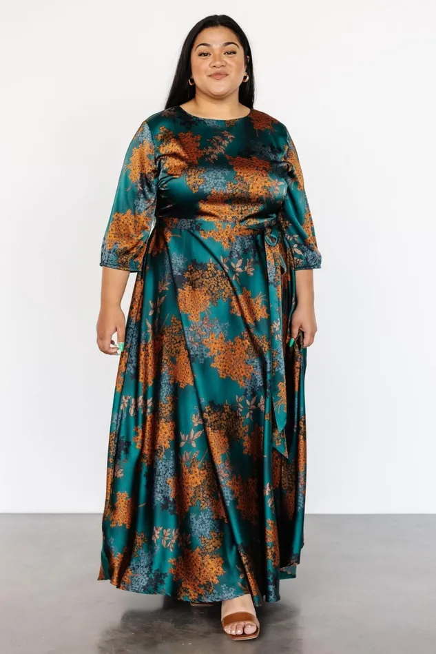 Baltic Born Bump Friendly Women Paula Satin Maxi Dress Jade Multi