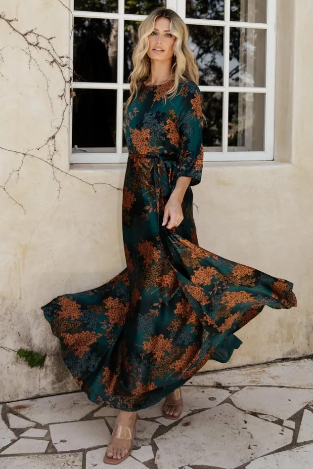 Baltic Born Bump Friendly Women Paula Satin Maxi Dress Jade Multi