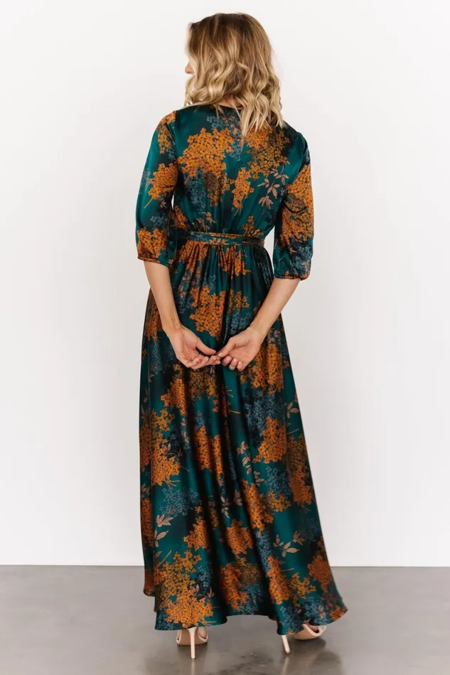 Baltic Born Bump Friendly Women Paula Satin Maxi Dress Jade Multi