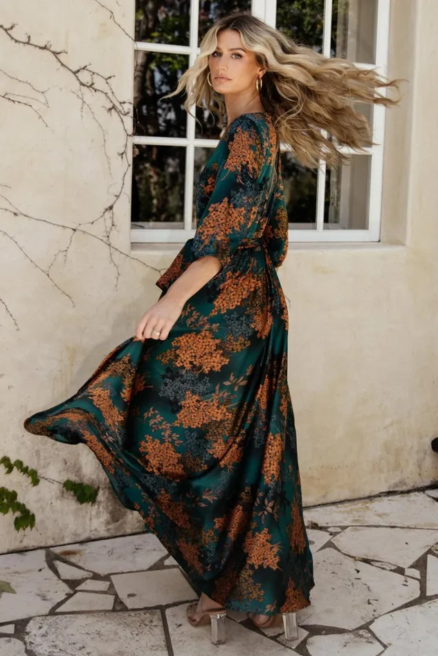 Baltic Born Bump Friendly Women Paula Satin Maxi Dress Jade Multi
