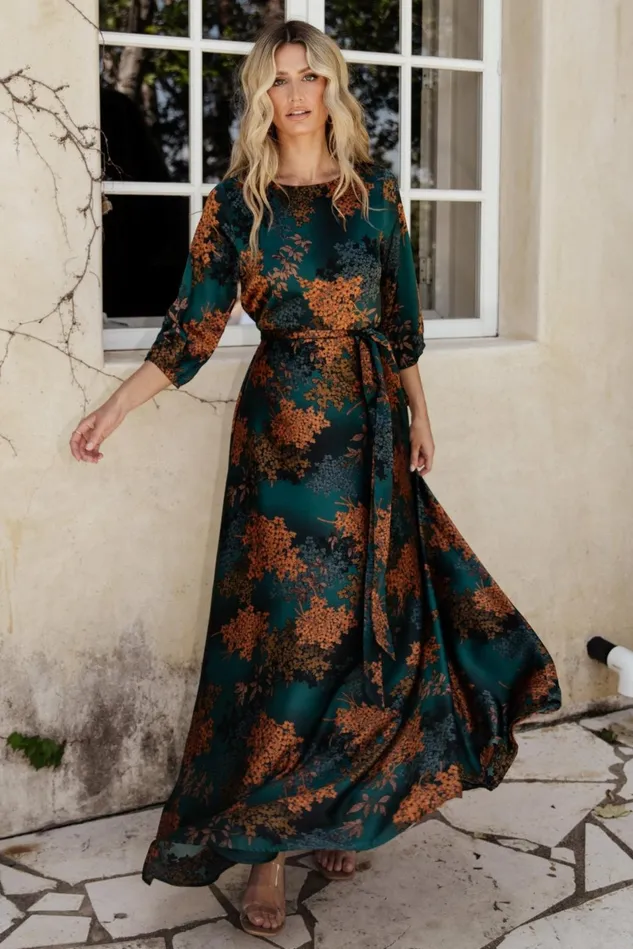 Baltic Born Bump Friendly Women Paula Satin Maxi Dress Jade Multi