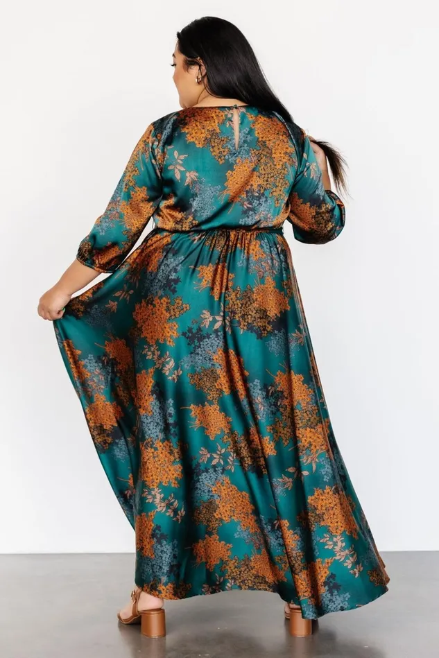 Baltic Born Bump Friendly Women Paula Satin Maxi Dress Jade Multi